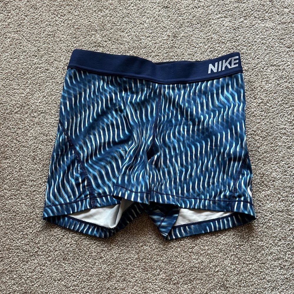 Nike Navy and White Striped Shorts